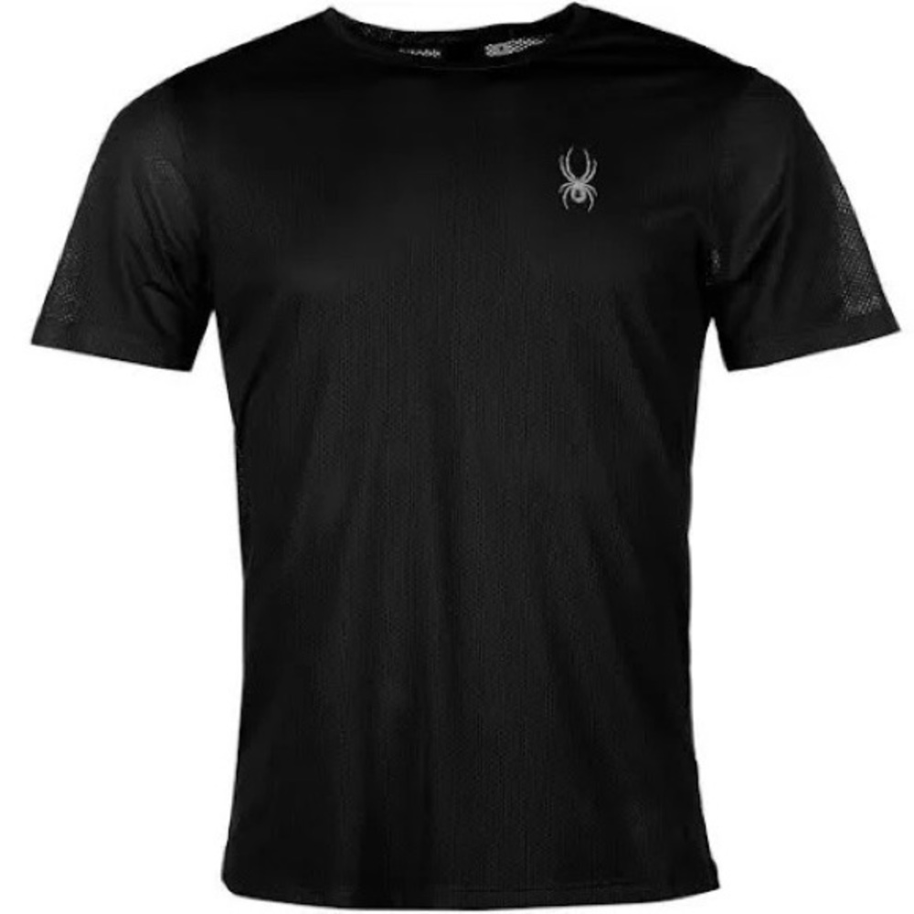 Spyder Alpine Tech Black Mesh Short Sleeve Activewear T-Shirt Gym Workout